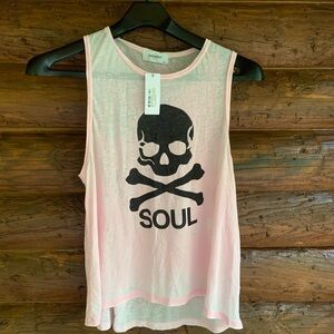 Pink and black Soul Cycle tank top.  Lightly sheer and great for workouts.  NWT